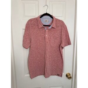 Faherty Brand Mens Heathered Red Short Sleeve Pocket Polo Shirt Large
